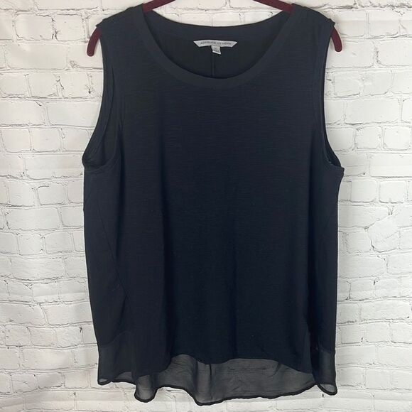 Adrienne Vittadini Black Tank with Sheer Back Hem Size XL - Picture 1 of 6